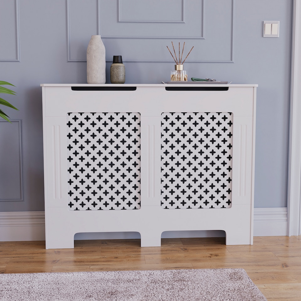 image 1 of Vida Designs Oxford Radiator Cover Painted MDF Cabinet, White, 111cm