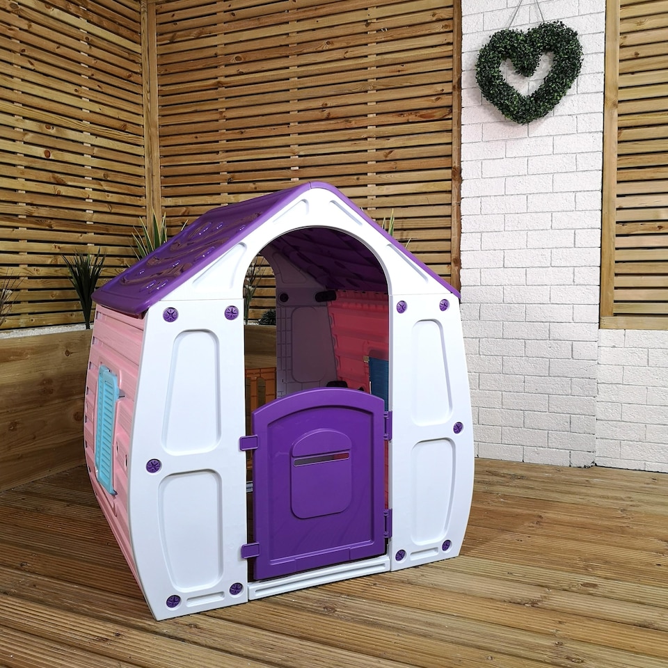 image 1 of 1.09m Purple Kids Indoor Outdoor Plastic Wendy House Unicorn Magical Playhouse