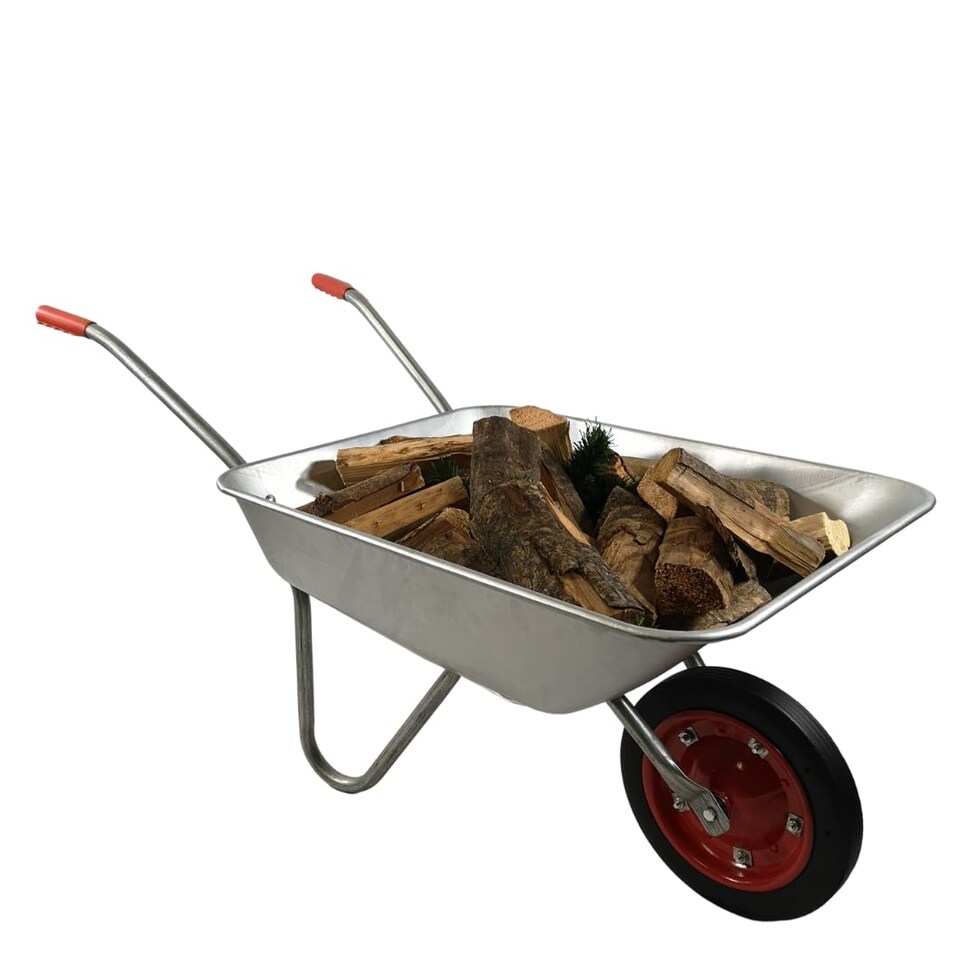 image 1 of 65 Litre 60kg Capacity Galvanised Samuel Alexander Metal Garden Wheelbarrow with Solid Puncture Proof Tyre