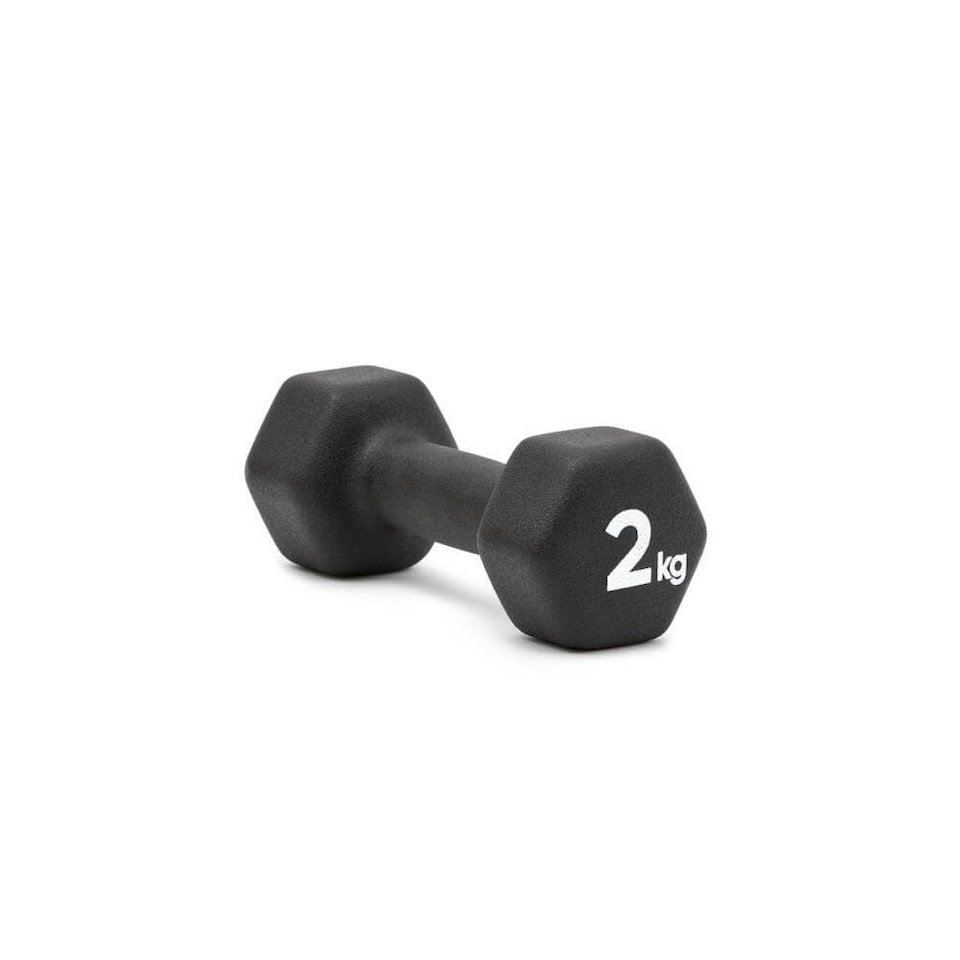 image 1 of Adidas 2kg Neoprene Dumbbell Pair, Hexagonal Non-Roll Design, Black | Black | BLACK | adult