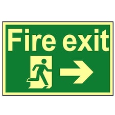 Scan Fire Exit Running Man Arrow Right - Photoluminescent 300 X 200mm - Multi Colour - 200 x 300mm