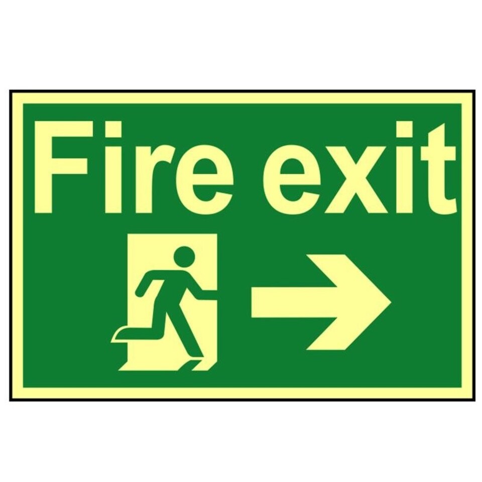 Scan Fire Exit Running Man Arrow Right - Photoluminescent 300 X 200mm - Multi Colour - 200 x 300mm