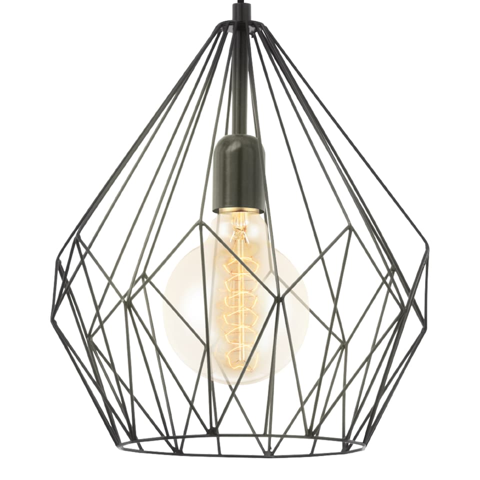image 1 of EGLO Carlton Black Steel Wire Industrial Single Pendant