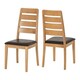 image 1 of Logan Dining Chair (Pack of 2) - L55 x W45 x H100 cm - Oak Varnish/Brown Faux Leather Brown