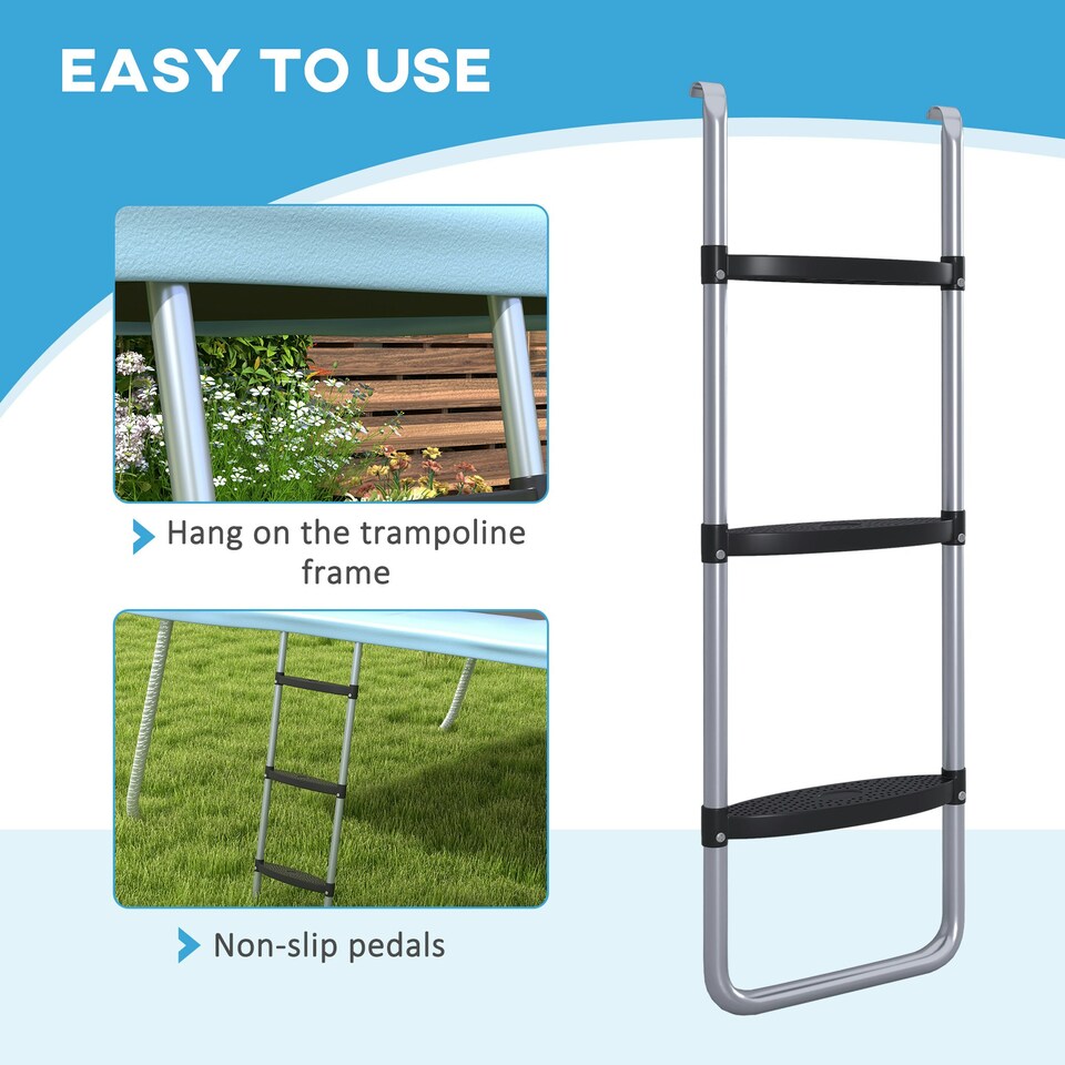 image 1 of SPORTNOW 2 Steps/3 Steps Galvanised Steel Trampoline Ladder Climbing