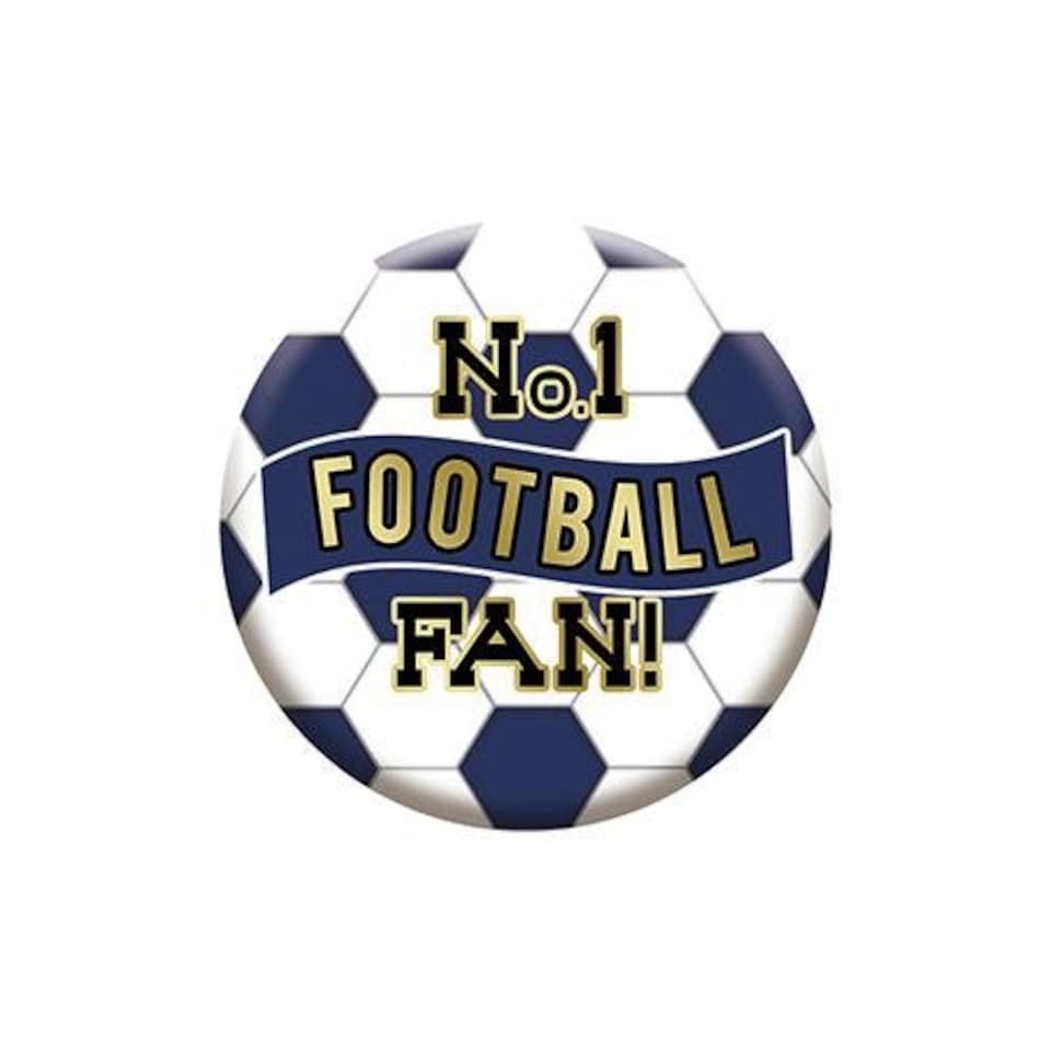 Navy Blue & White No. 1 Football Fan Badge 5.5cm