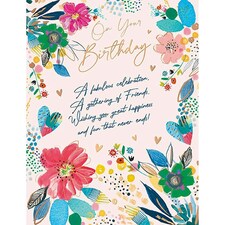 Words 'n' Wishes Traditional Open Birthday Card for a Female, Friend Birthday Card, Multi-Coloured 197 x 152 mm