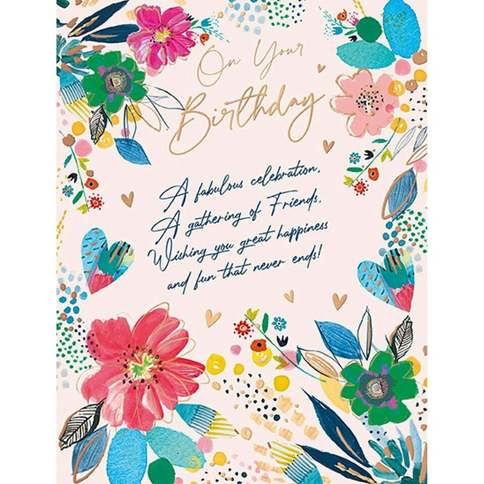 Words 'n' Wishes Traditional Open Birthday Card for a Female, Friend Birthday Card, Multi-Coloured 197 x 152 mm