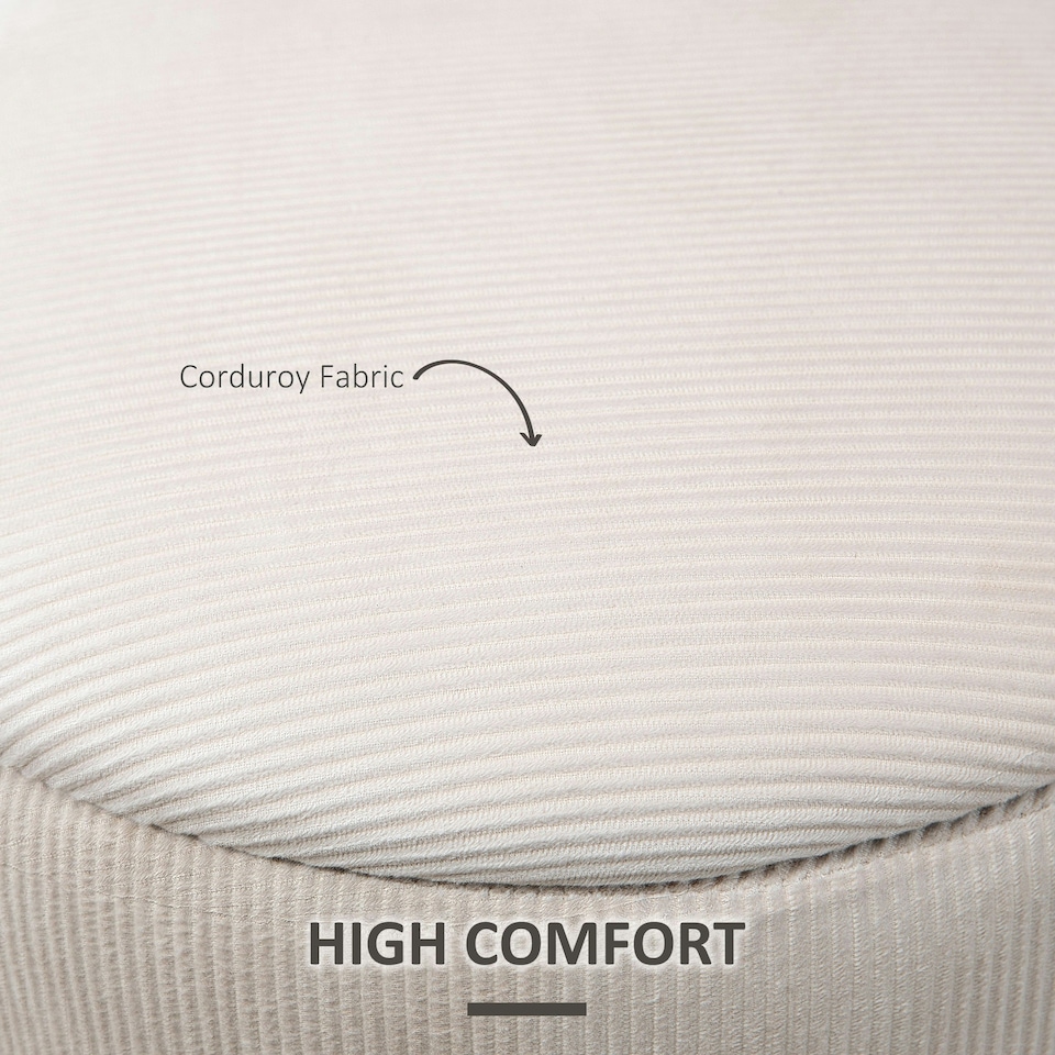 image 1 of HOMCOM Modern Fabric Storage Ottoman with Removable Lid, Set of 2, Cream White