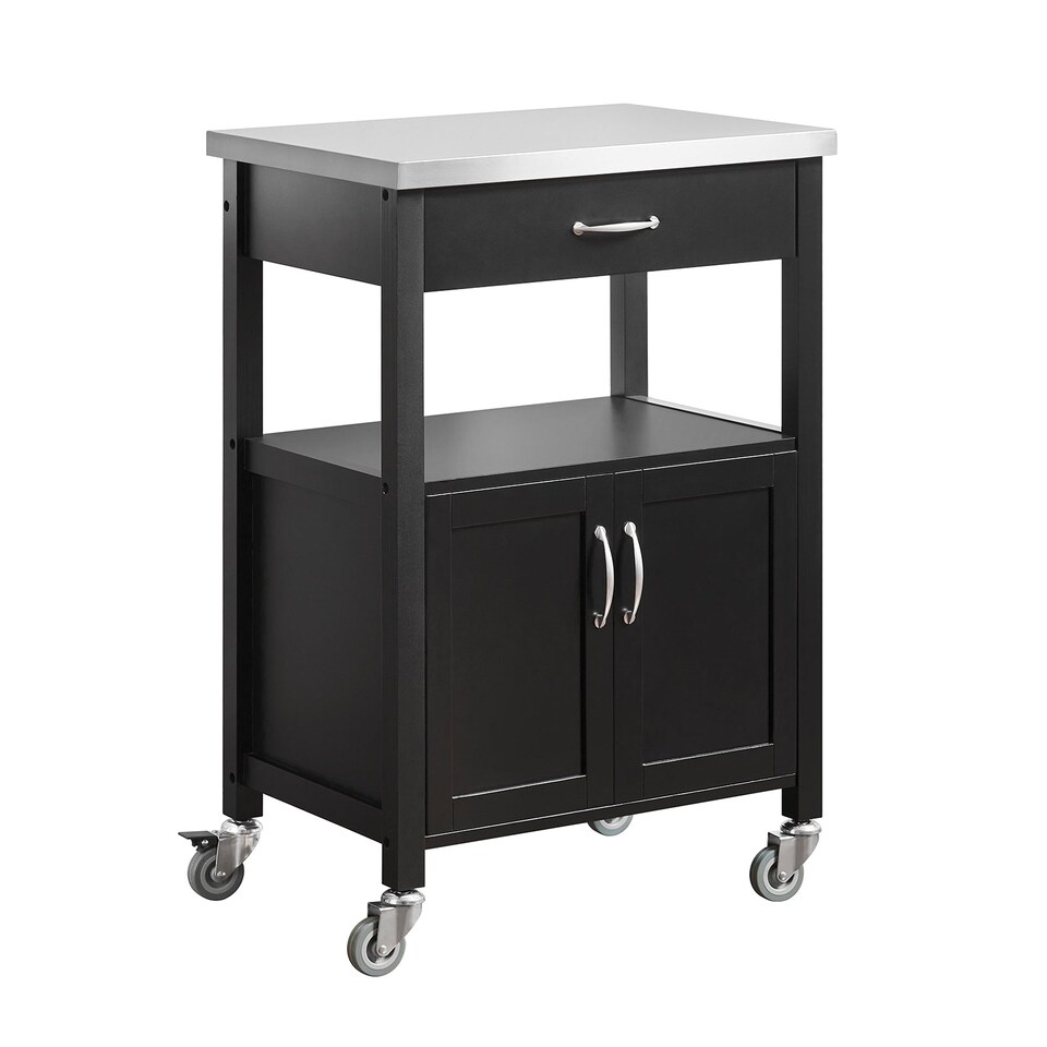 image 1 of SoBuy FKW22-SCH,Stainless Steel Top Kitchen Trolley Microwave Stand on Wheels