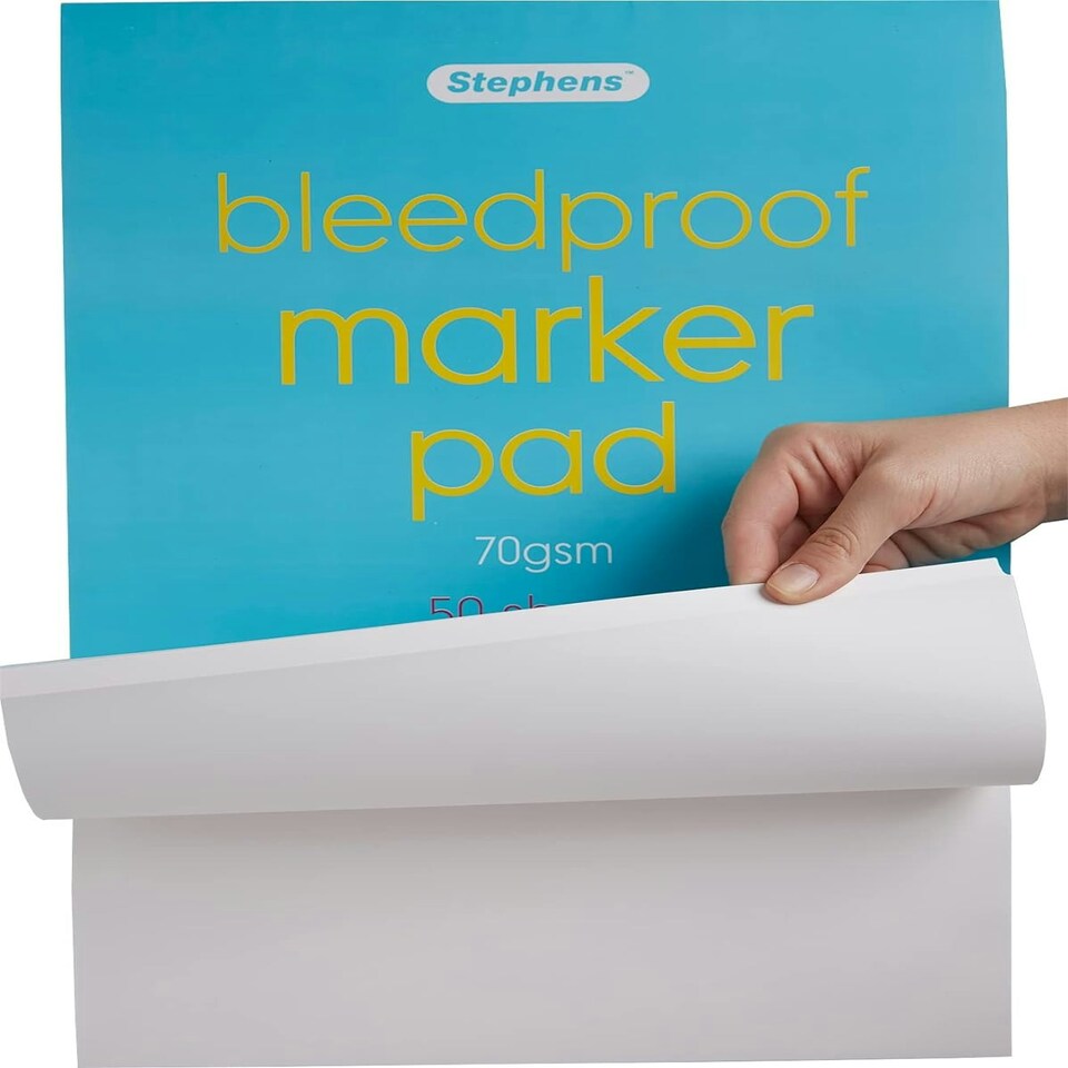 image 1 of Stephens Bleedproof Marker Pad 70gsm, 50 Sheets, White, A3