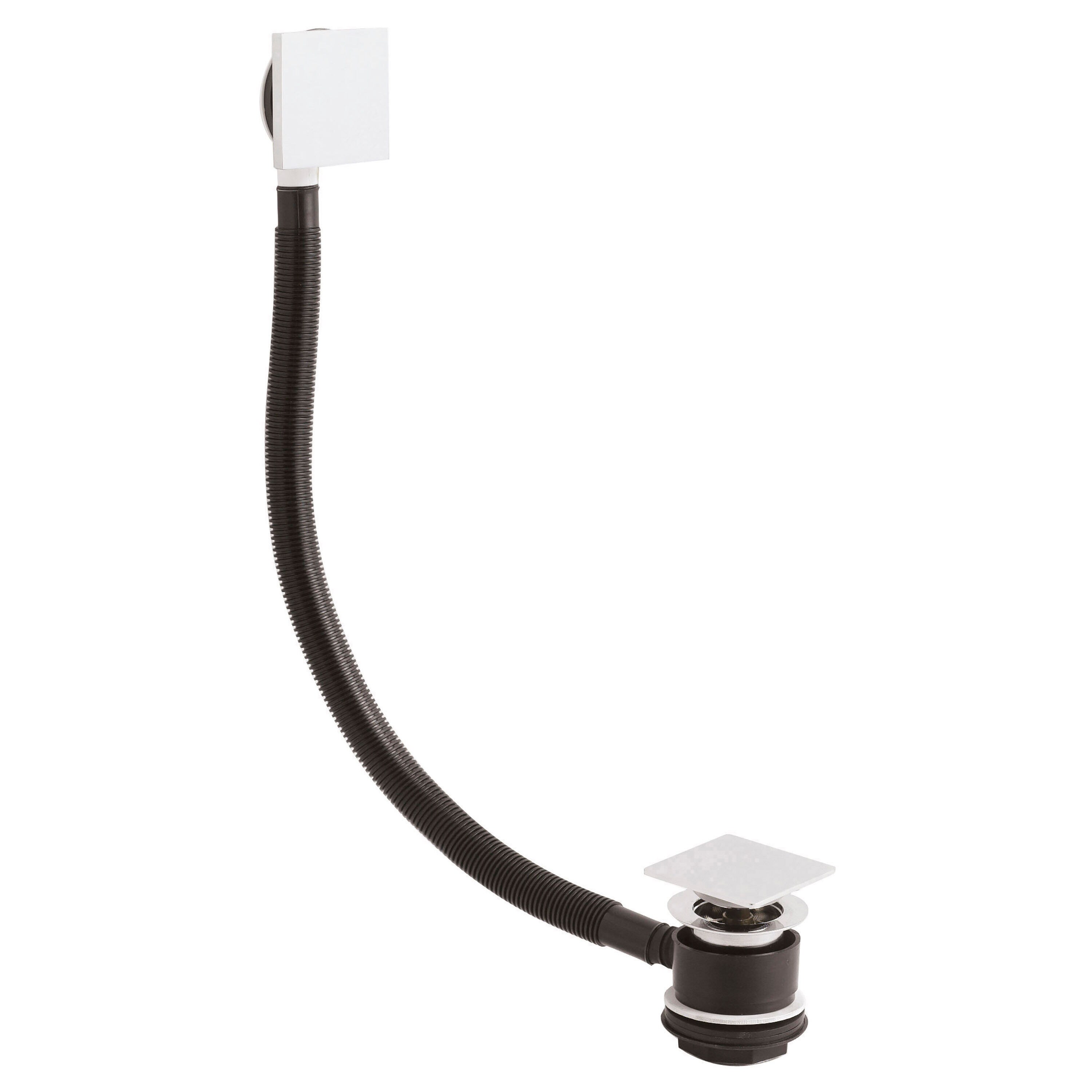 Balterley Bath Push Button Waste Square Overflow for Baths up to 10mm Thick in Silver