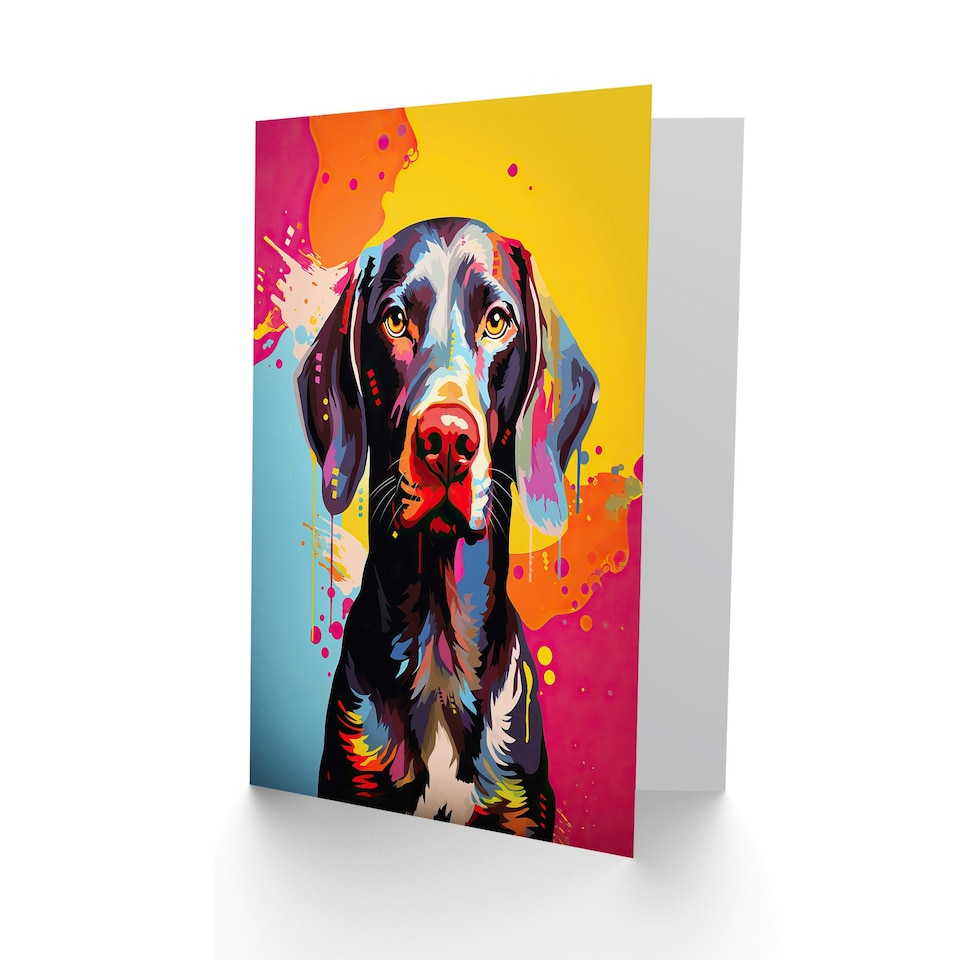 image 1 of Colourful Shorthaired German Pointer Dog Lover Greeting Card