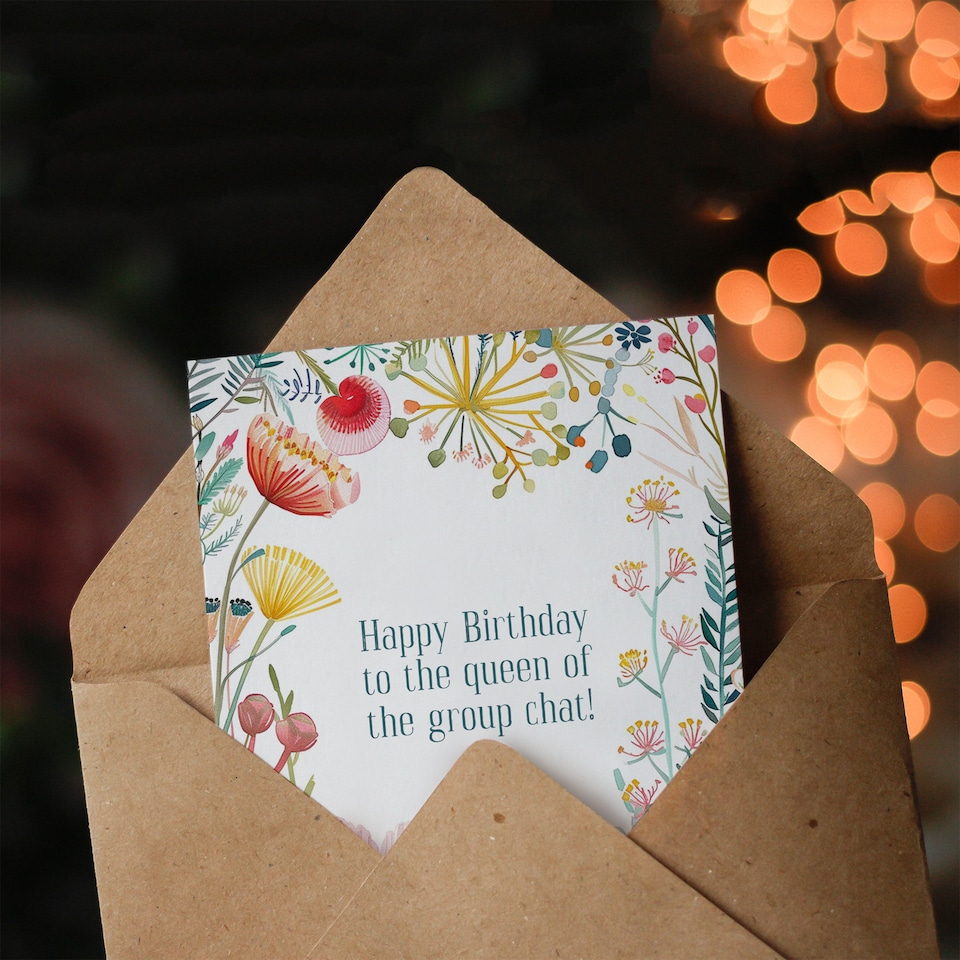 image 1 of Greeting Card Queen Of The Group Chat Floral Flowers Birthday