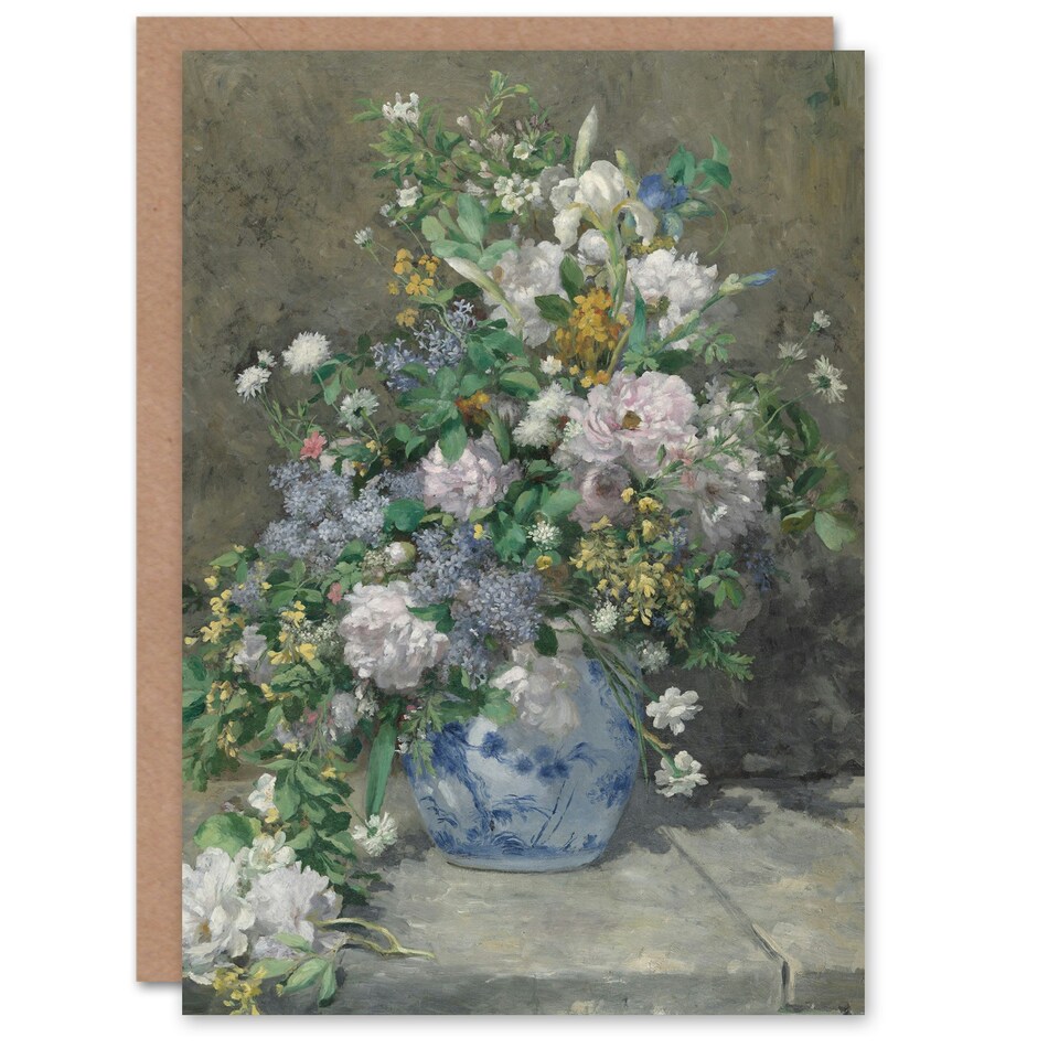 image 1 of Pierre Auguste Renoir Art Card Spring Bouquet in Vase