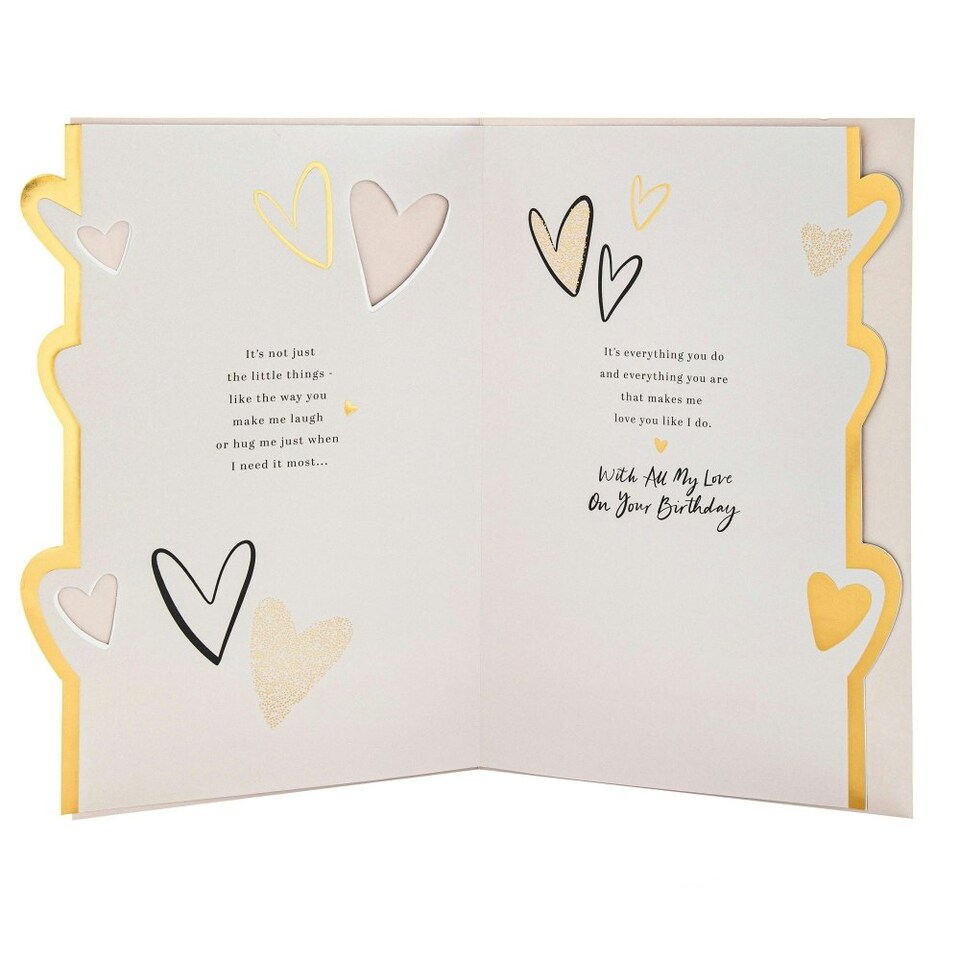 image 1 of Gold Foil Hearts Design & Heartfelt Verse Boyfriend Birthday Card