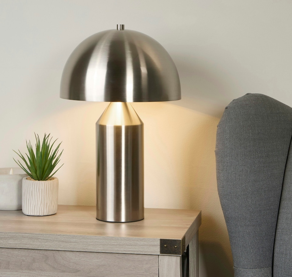 image 1 of Satin Silver Dome Table Lamp