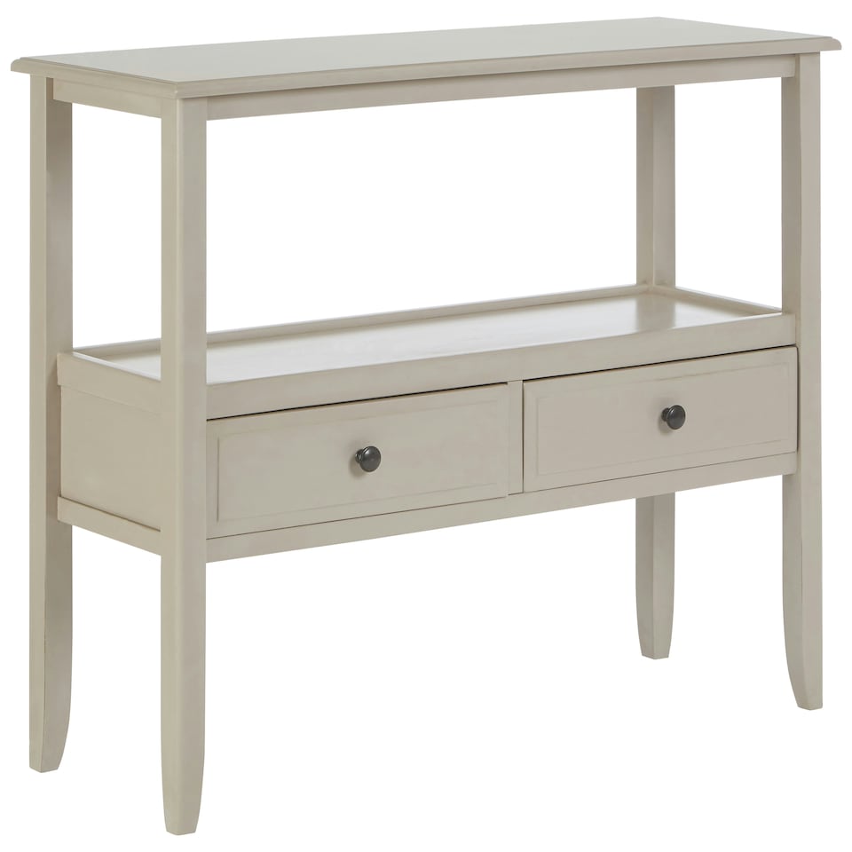 image 1 of Interiors by Premier Console Table for Hallway, Pine Wood Hallway Table for Home Décor, Wood Table with 2 Drawers for Office Green