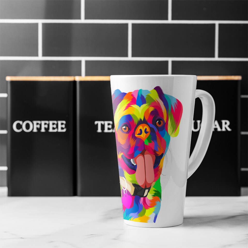 image 1 of Amazing Illustration Pop Art Dog Designer Latte Mug