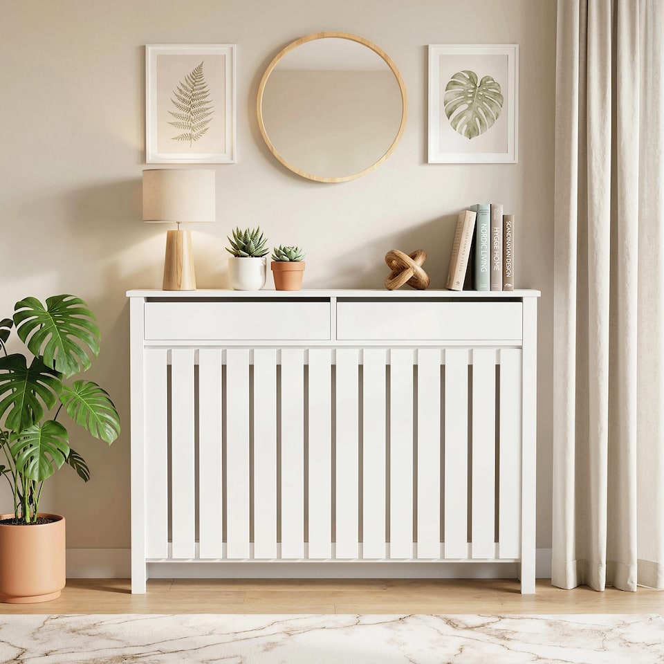 image 1 of HOMCOM Large Radiator Cover with Drawers and Vertical Slats