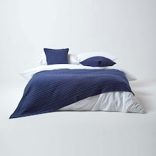 Homescapes Cotton Cable Knit Throw - Navy Blue - 130 x 170 cm | Blue | 1