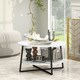image 2 of HOMCOM Round Coffee Table with Storage Shelf and Marble Effect Top, White