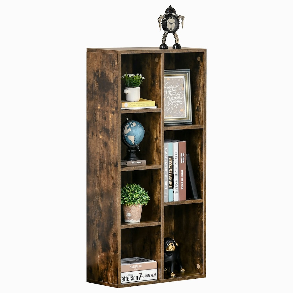 image 1 of HOMCOM Bookcase Modern Bookshelf Cabinet for Home Office Rustic Brown