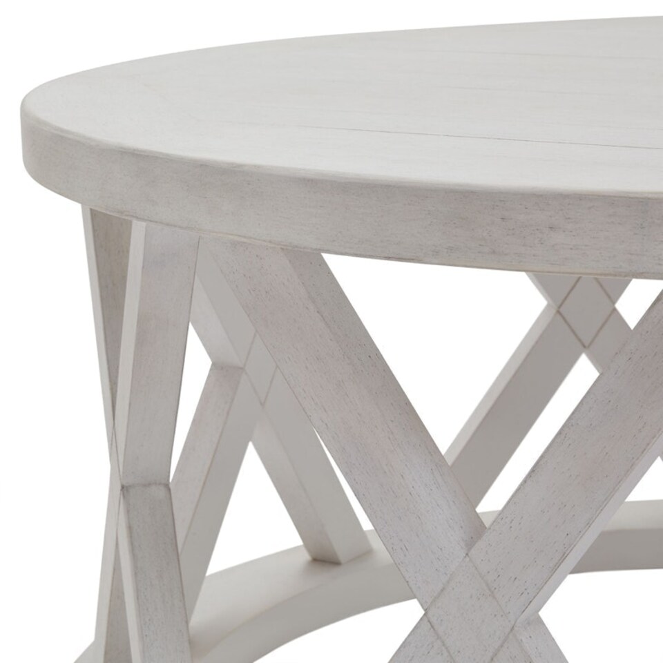 image 1 of Stamford Plank Collection Round Coffee Table - Pine - L100 x W100 x H45 cm - White White