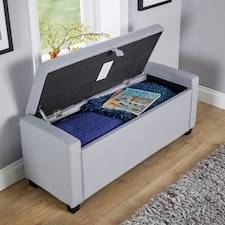 Malmo Lift-Up Storage Ottoman Chest Box Grey