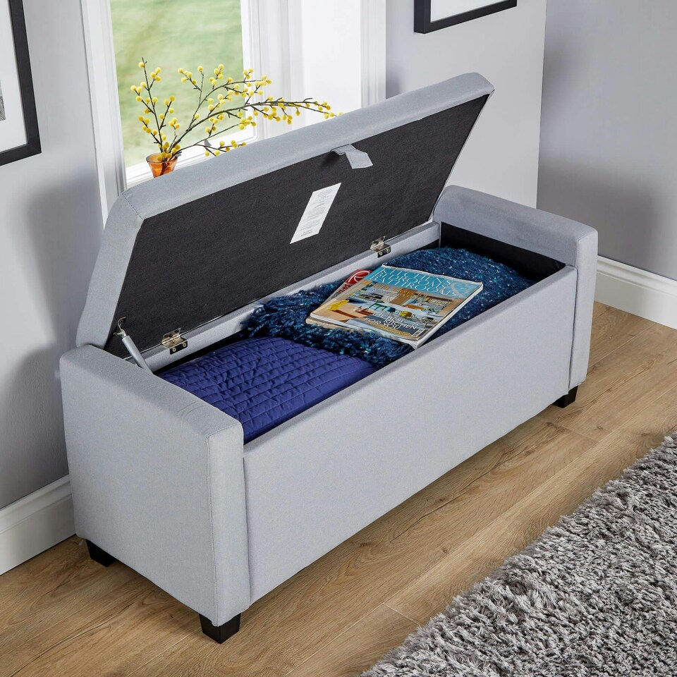 image 1 of Malmo Lift-Up Storage Ottoman Chest Box Grey