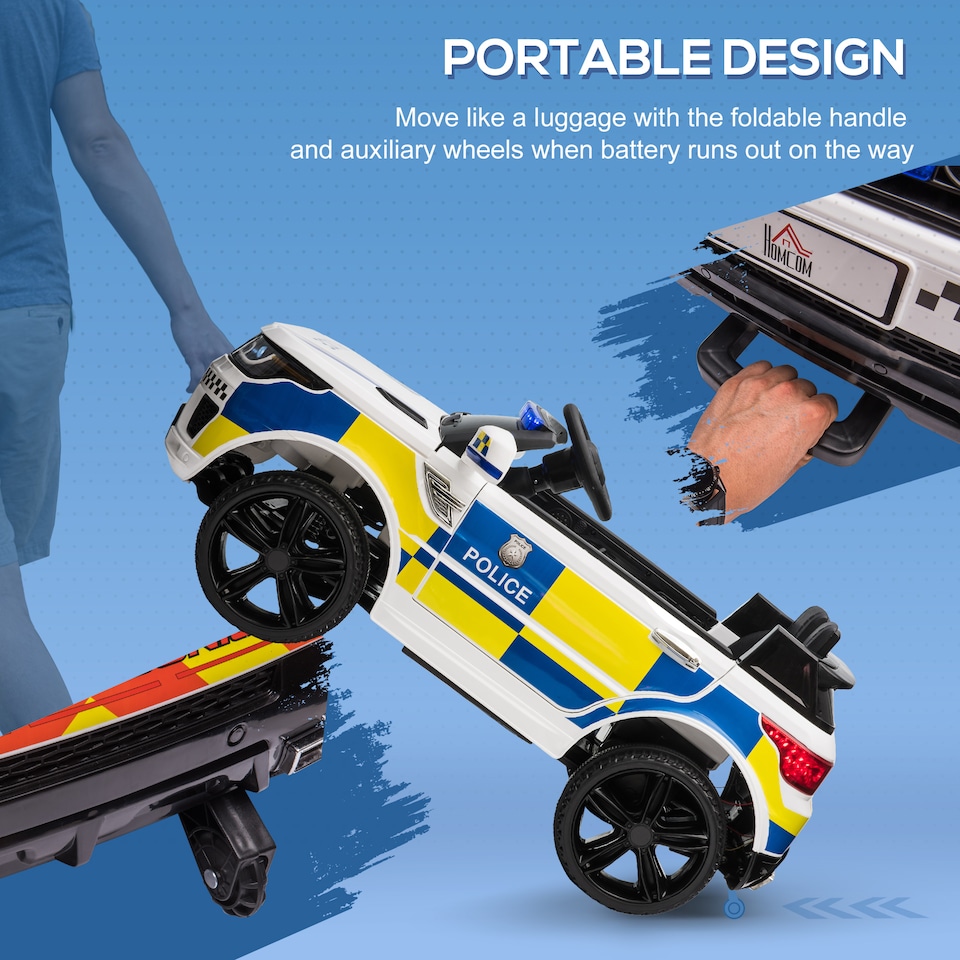 image 1 of HOMCOM 12V Electric Car for Kids Police Car w/ Remote Siren 3-6 Years