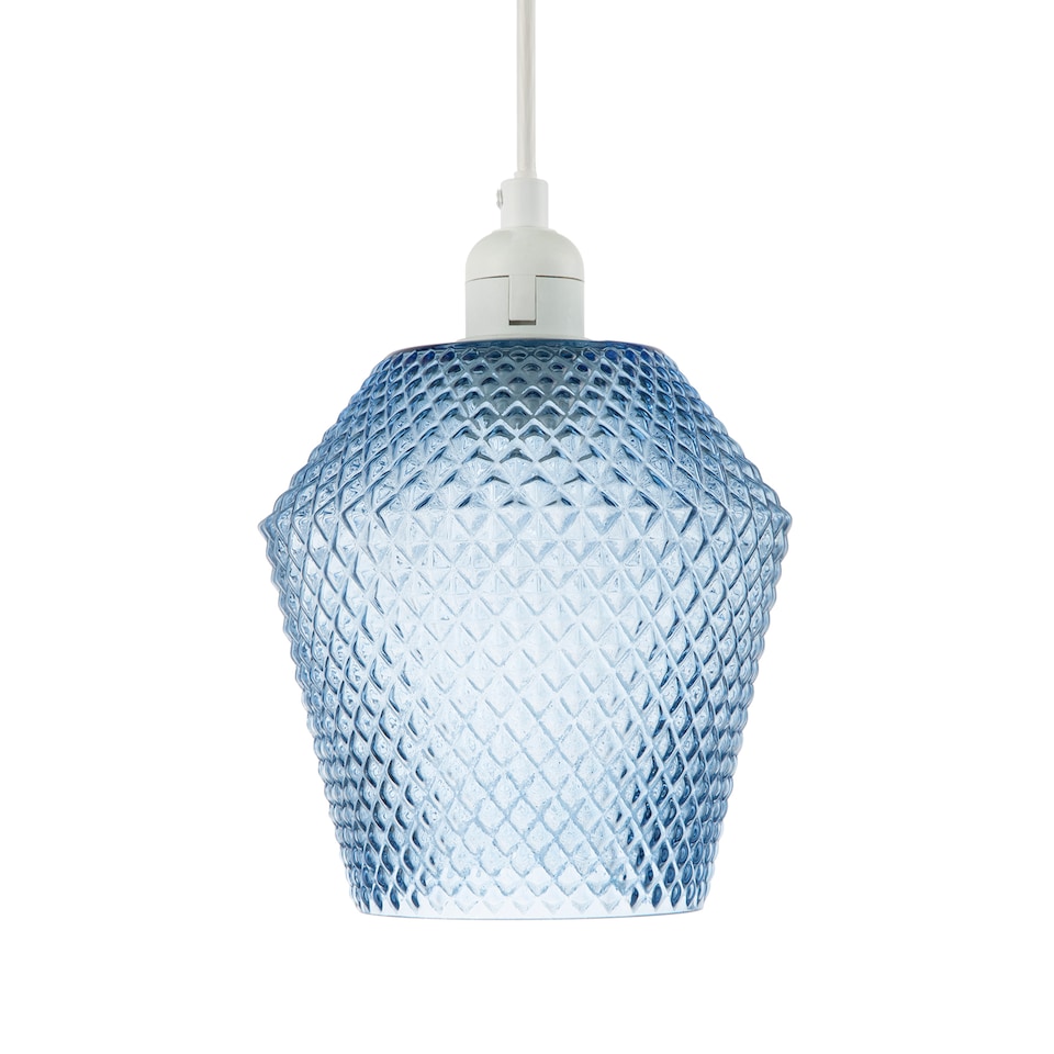 image 1 of Modern and Compact Diamond Design Midnight Blue Glass Pendant Shade | Blue