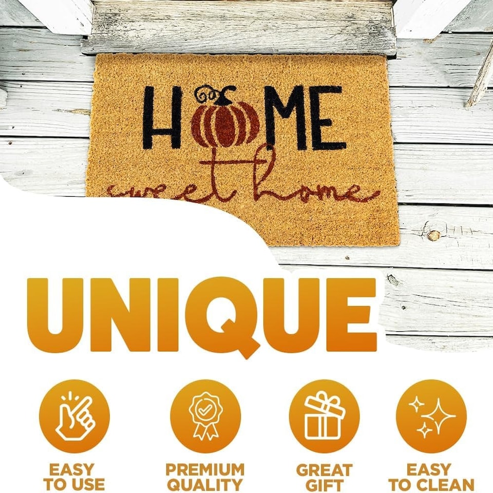 image 1 of Marco Paul Beige Coir 'Home Sweet Home' Doormat 40x60cm Autumn Welcome Mat