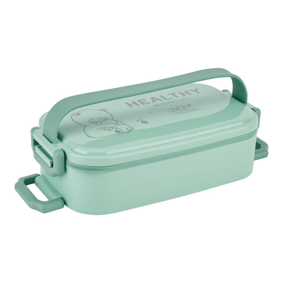 image 1 of Living and Home Stackable Bento Lunch Box with Handle 2 Layer, Green, 2700ml | Green