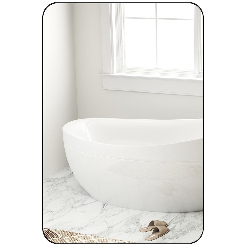 image 1 of HOMCOM Rectangle Bathroom Mirror, 60  90cm Metal Framed Wall Mirror, Decorative Mirror for Bedroom, Living Room, Entryway, Black