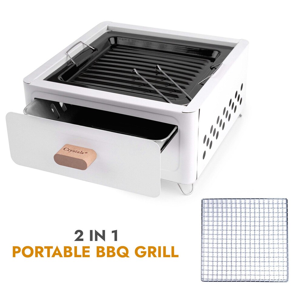 image 1 of Portable Folding Charcoal BBQ Grill Tabletop Outdoor Barbecue for Travel & Picnic, Black