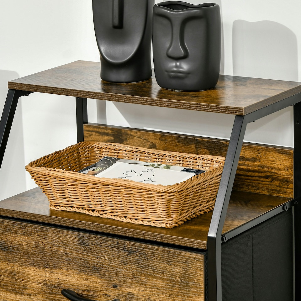 image 1 of HOMCOM Industrial 3 Drawers Storage Cabinet w/ Display Shelves for Living Room