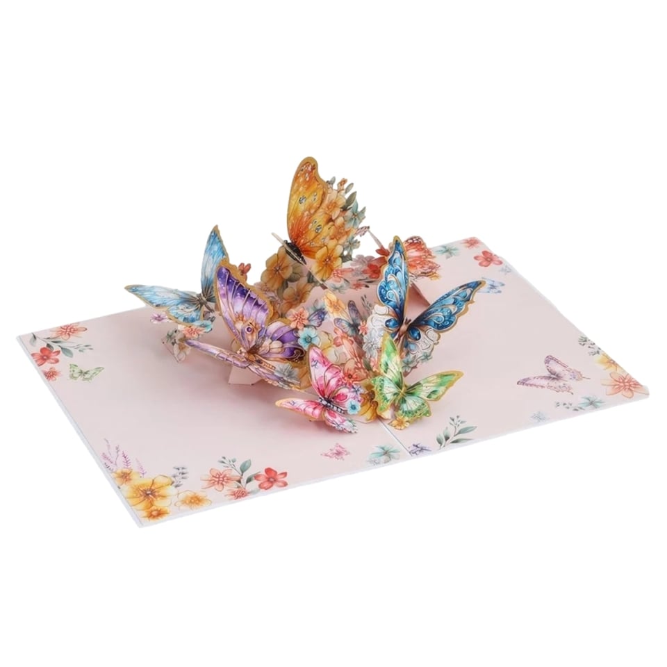 image 1 of Fluttering Wishes Hot Stamped Purple Butterfly 3D Pop Up Greeting Card
