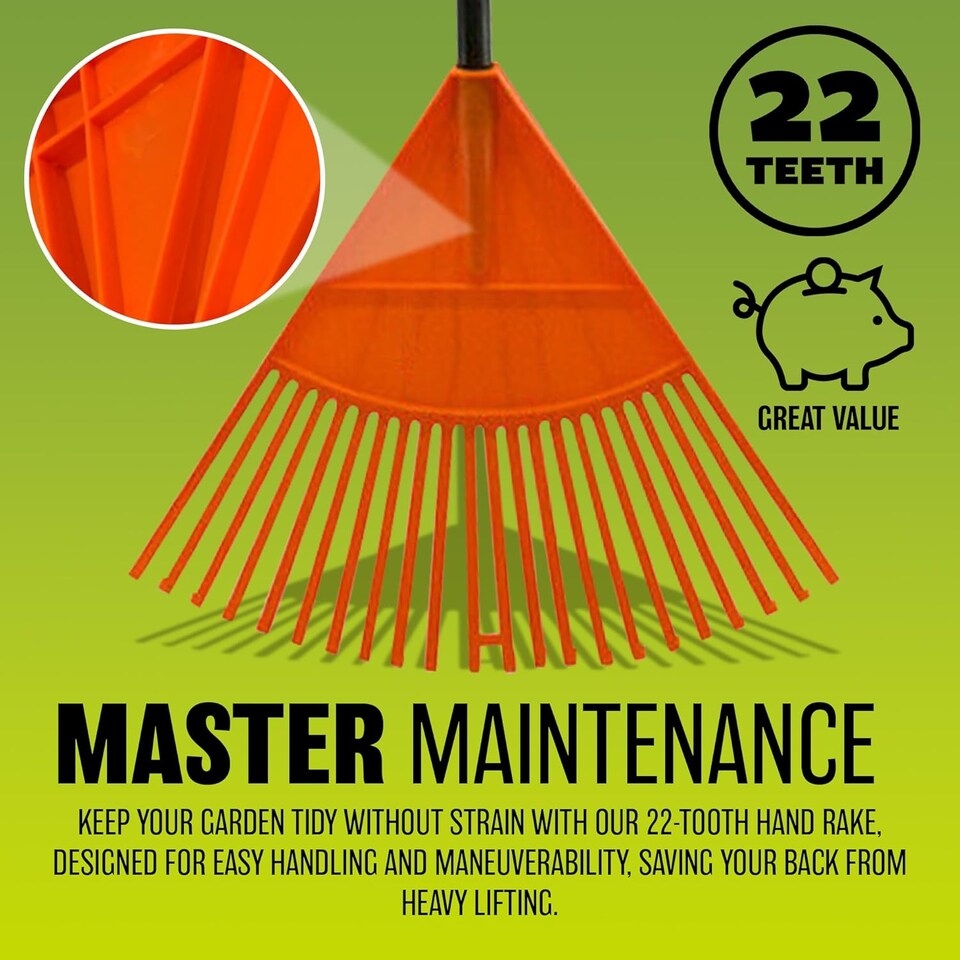 image 1 of 22 Tooth Garden Leaf Rake Handheld Plastic Head Gardening Cleaning Tool