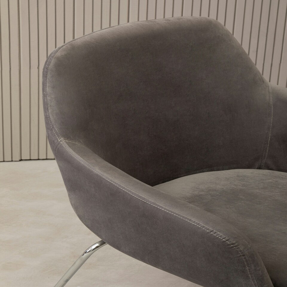 image 1 of Interiors by Premier Grey Velvet Chair, Ocassional Chair, Easy to Assemble Borg Chair, Comfy Office Chair