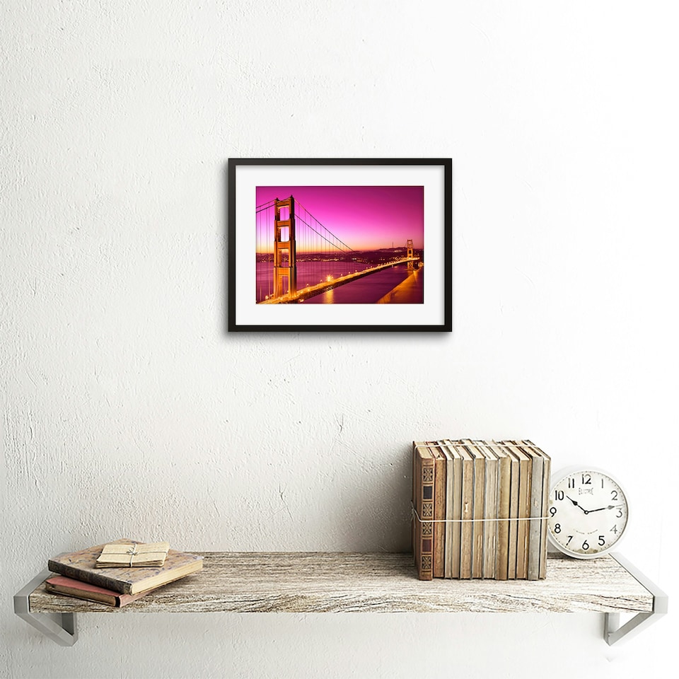 image 1 of Golden Gate Bridge San Francisco Black 9x7" Black Framed Wall Art Print