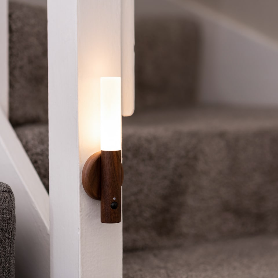 image 1 of Auraglow Rechargeable Motion Sensor Wall Light | Clear | Walnut