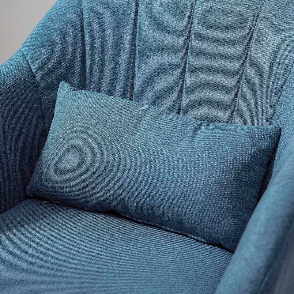 image 1 of HOMCOM Stylish Retro Linen Swivel Tub Chair Steel Frame Cushion Seat Blue