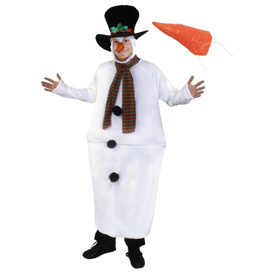 image 1 of Deluxe Snowman Fat Suit with Carrot Nose White | One Size