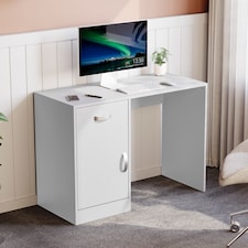 Vida Designs Hudson 1 Door 1 Drawer Computer Desk Home Office Workstation, White