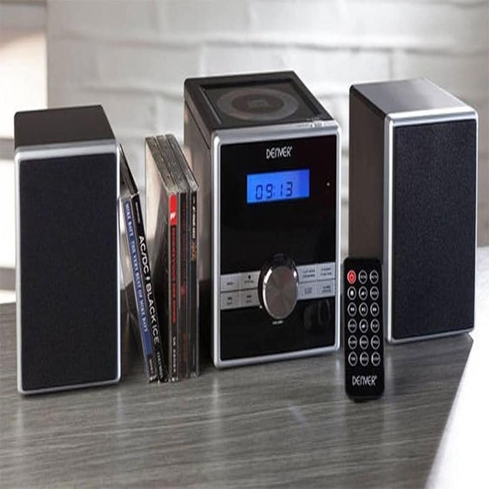 image 1 of Mini HiFi System CD Player For Home With Speakers - CD Micro System Mains Operated with FM Radio, Clock Radio Alarm, Snooze & Sleep, AUX IN, Remote Control
