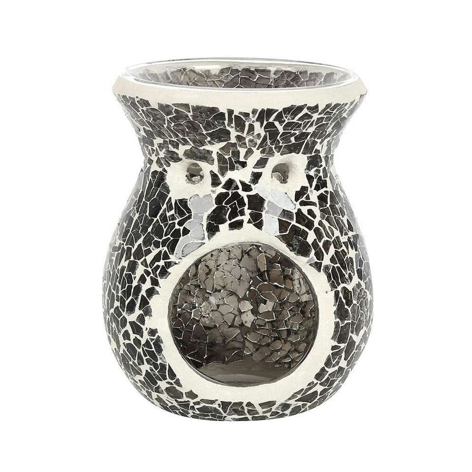 image 1 of Something Different Crackle Effect Oil Burner - Gunmetal Grey - 11cm x 8.5cm x 8.5cm