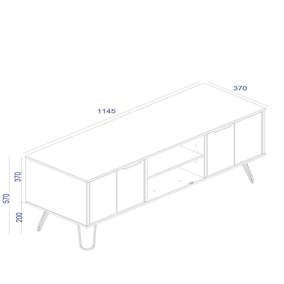 image 1 of Core Products Augusta Driftwood 2 Door Wide Screen TV Unit H57.0cm x W114.5cm x D39.5cm Cream