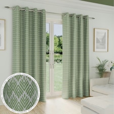 Aspen Green Geometric Leaf Pattern Curtains 90 x 72 inch (229 x 183 cm) Room Darkening Eyelet Thermal Noise Reducing Curtains for Bedroom and Living Room