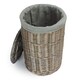 image 2 of Small Antique Wash Round Linen Basket with Grey Sage Lining | Grey | Grey